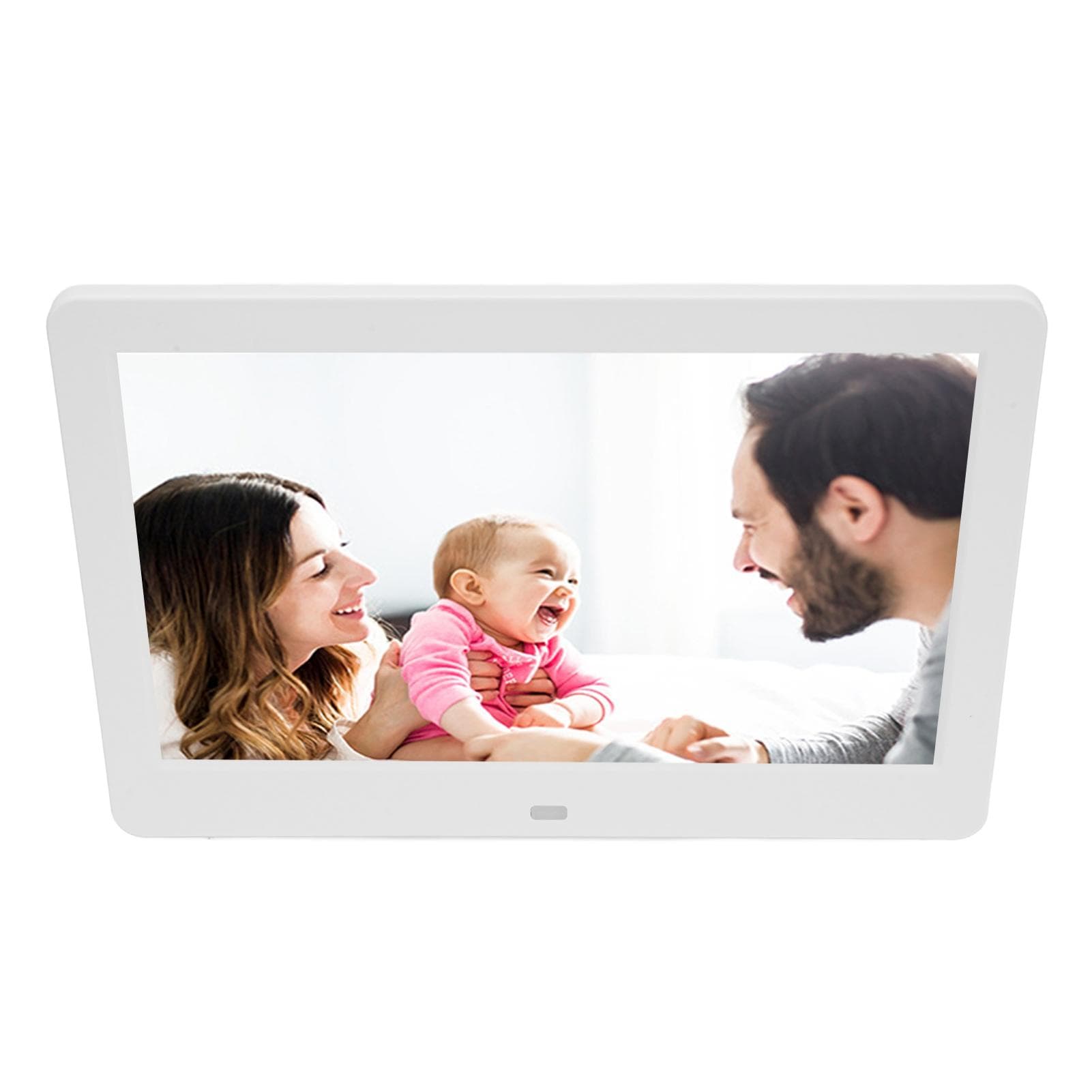 10 Inch Digital Photo Frame Wall Mountable Remote Control 1920x1080 HD Digital Picture Frame for EU Plug white