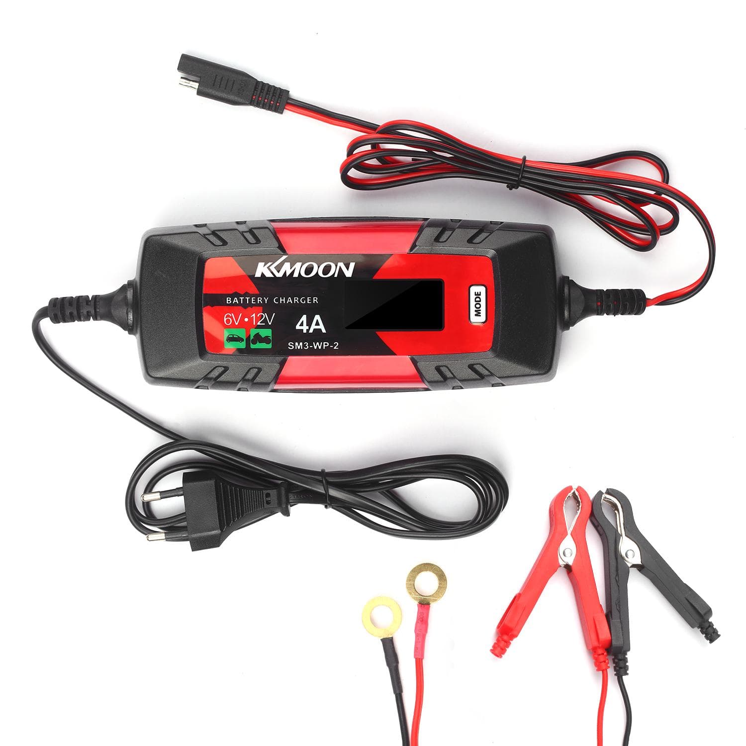 KKmoonCar Battery Charger Battery Charger & Maintainer 6V/12V 4Amp Intelligent Automatic Battery EU Plug