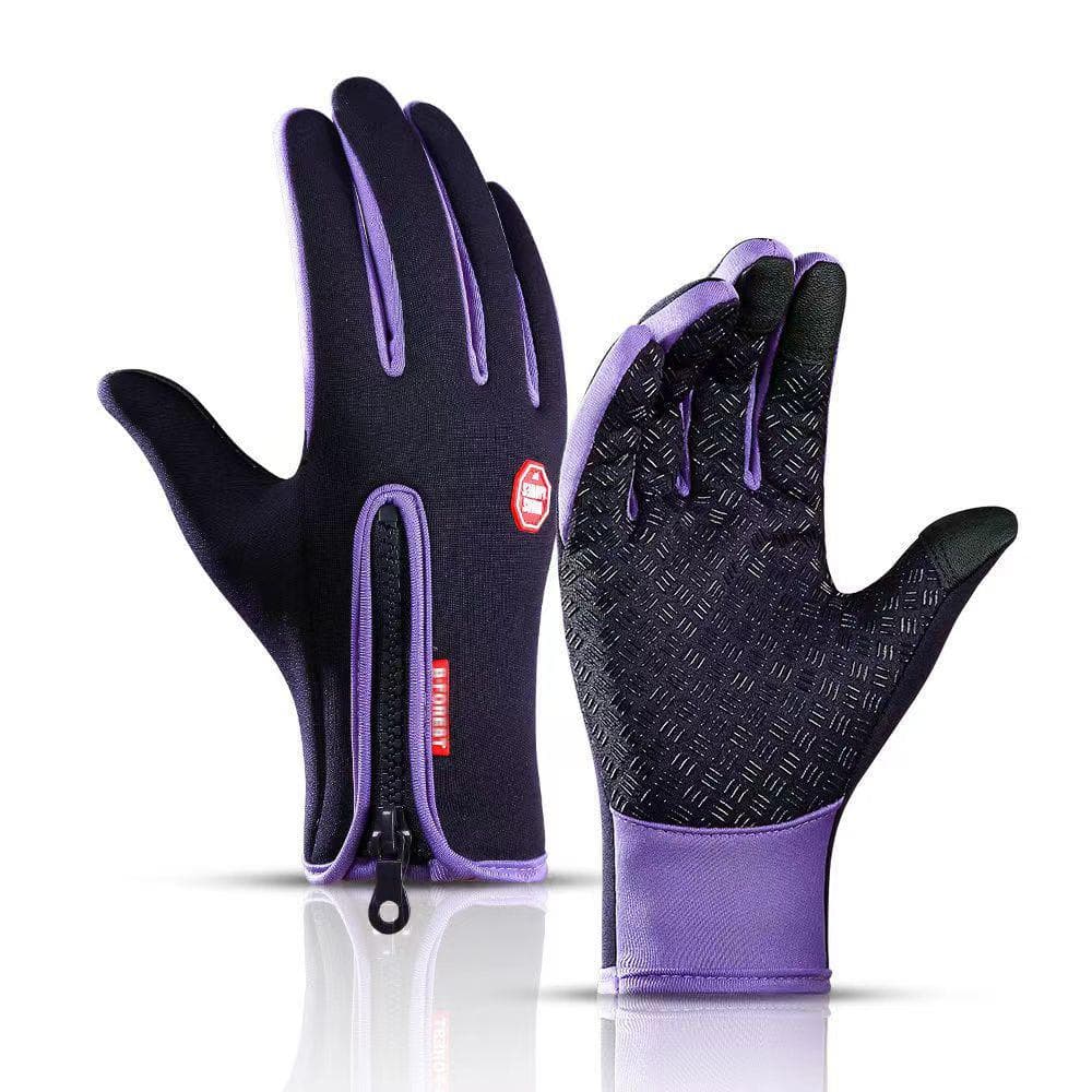 Winter Thermal Gloves Waterproof Windproof Gloves Snowboard Motorcycle Riding Warm Touch Screen Zipper Thermal Gloves S purple