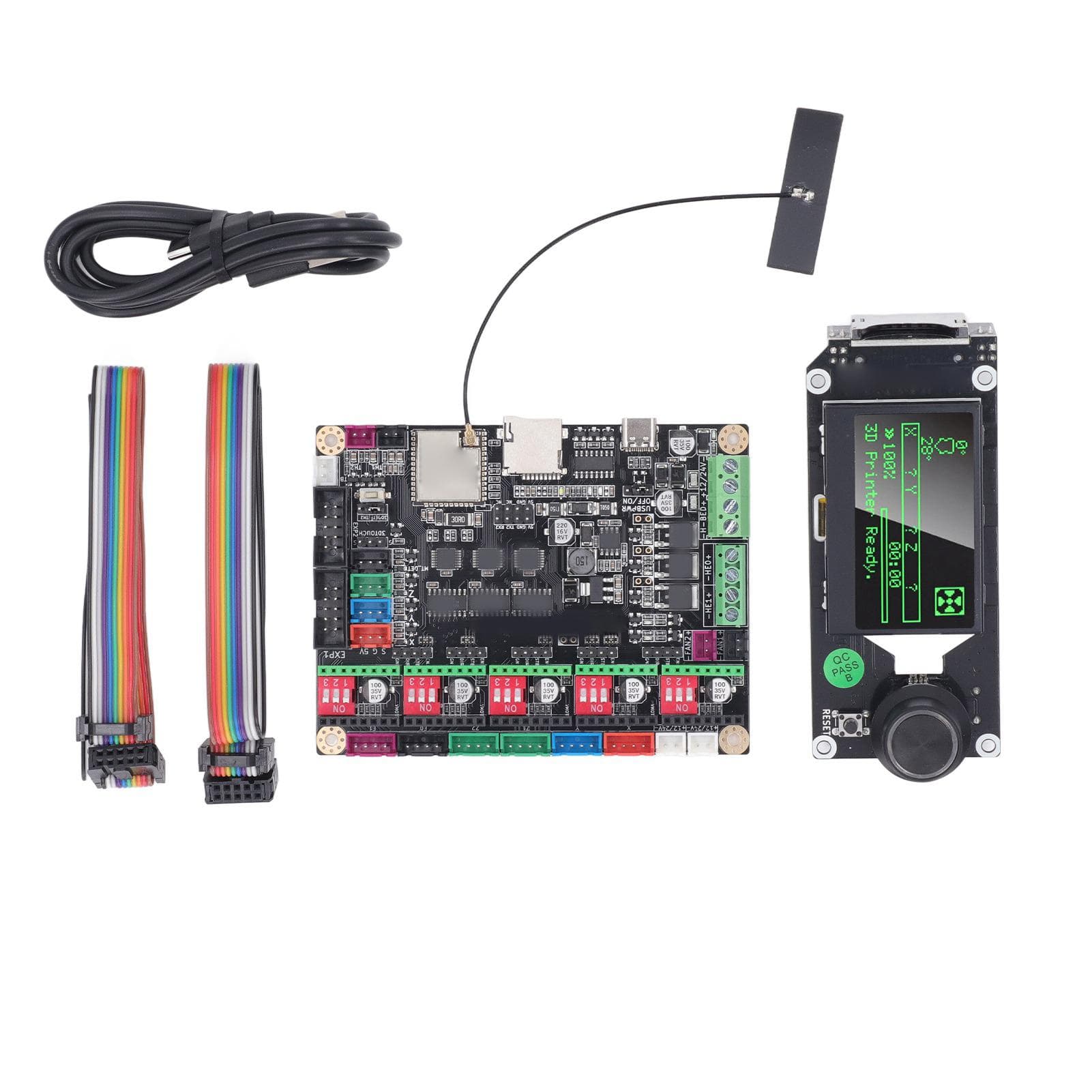 3D Printer Motherboard Kit Control Board with LCD Screen 5 A4988 Stepper Motor Drivers Mainboard