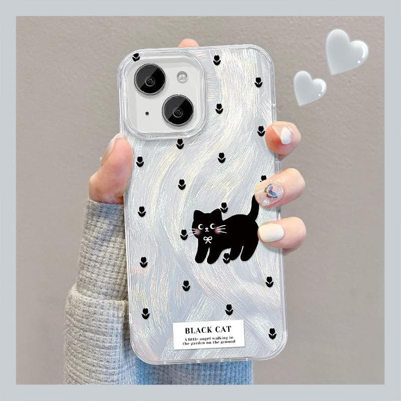 Suitable for Apple 15 Mobile Phone Case Summer Iphone14 Tulip Cat Invisible Bracket 13/12 Heightened Large Hole 8 iPhone SE (2nd Generation)