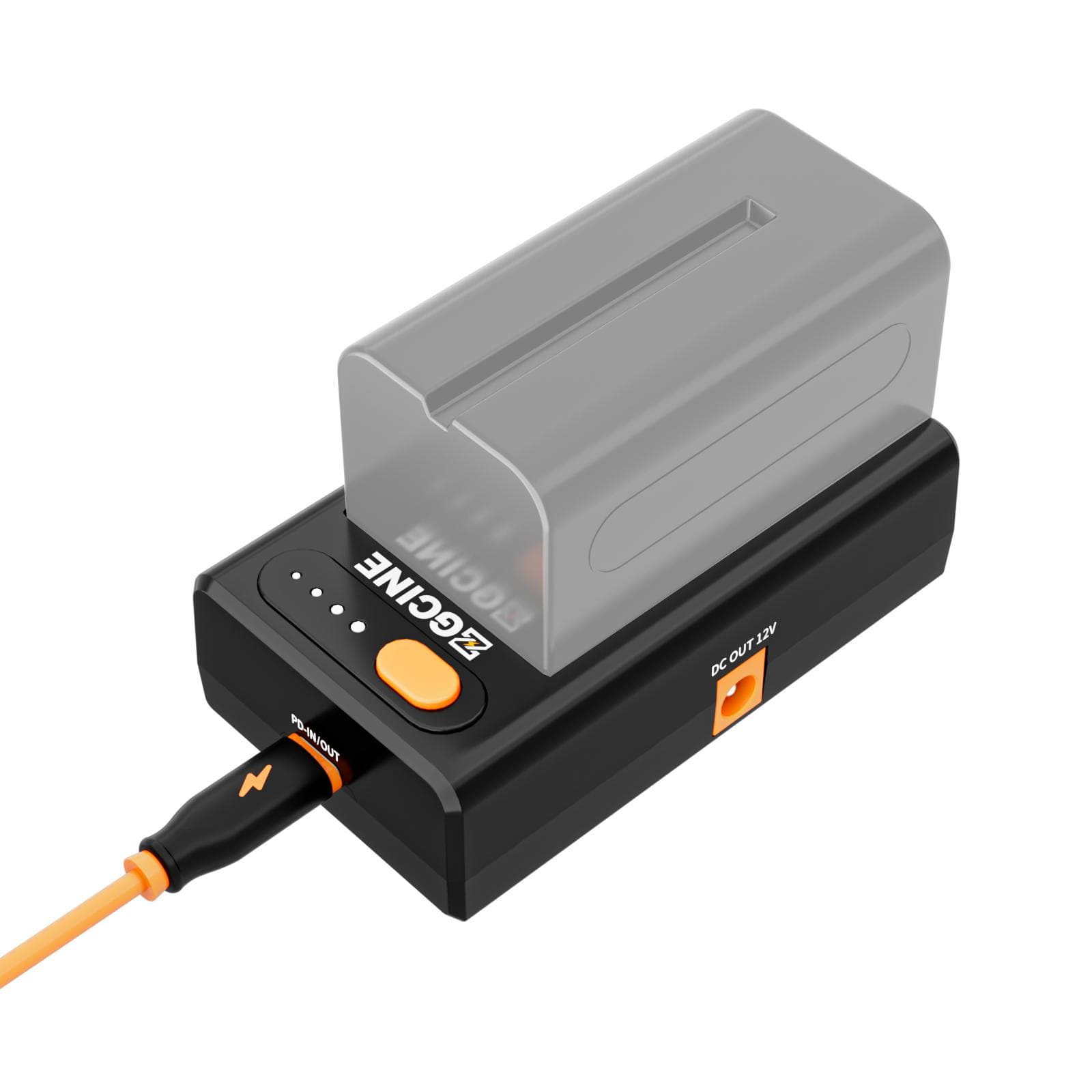 ZGCINE NPF-02 NP-F Series Battery Charger Battery Adapter Plate with Type-C Bi-directional PD black