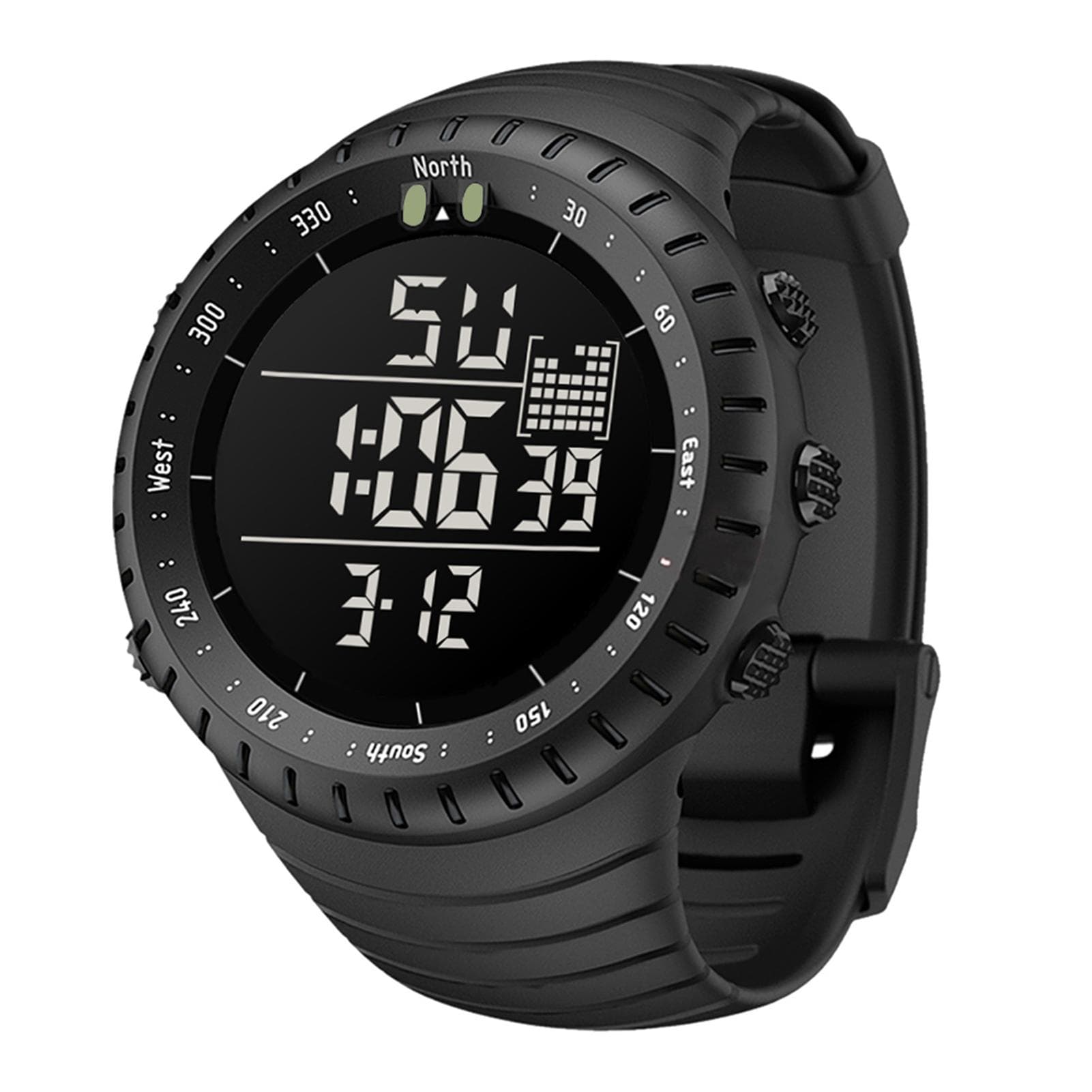 Mens Digital Watch SENORS Sport Watch Outdoor Waterproof Digital Watches LED Electronic Luminous black