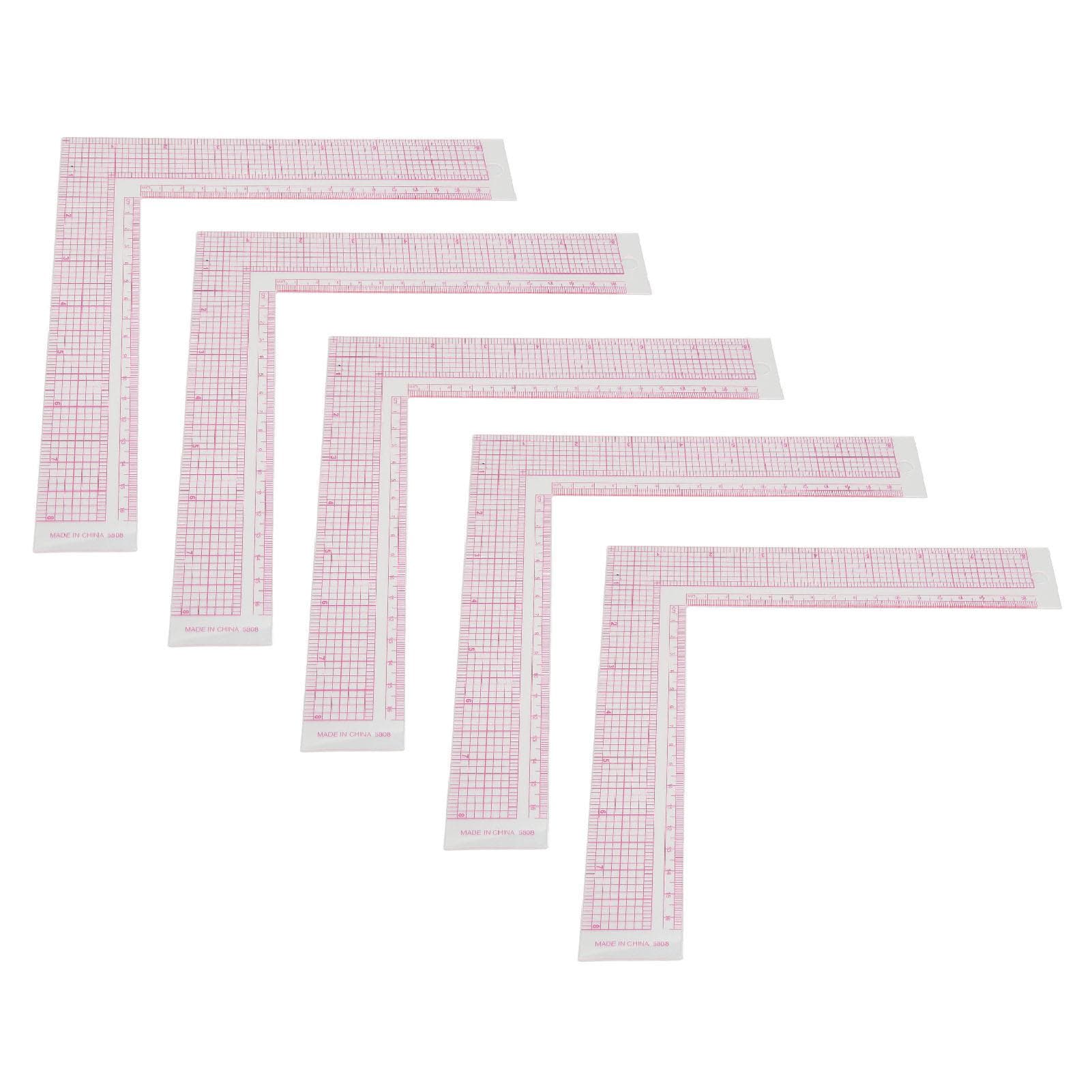 5pcs Sewing Ruler Professional High Accuracy Clear Scale Plastic L Shaped Sewing Measuring Ruler