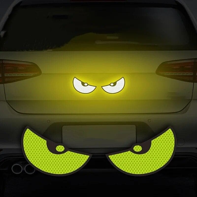 2Pcs/pair Reflective Car Safety Stickers Eye Pattern Car Decals Stickers Car Styling Accessories green