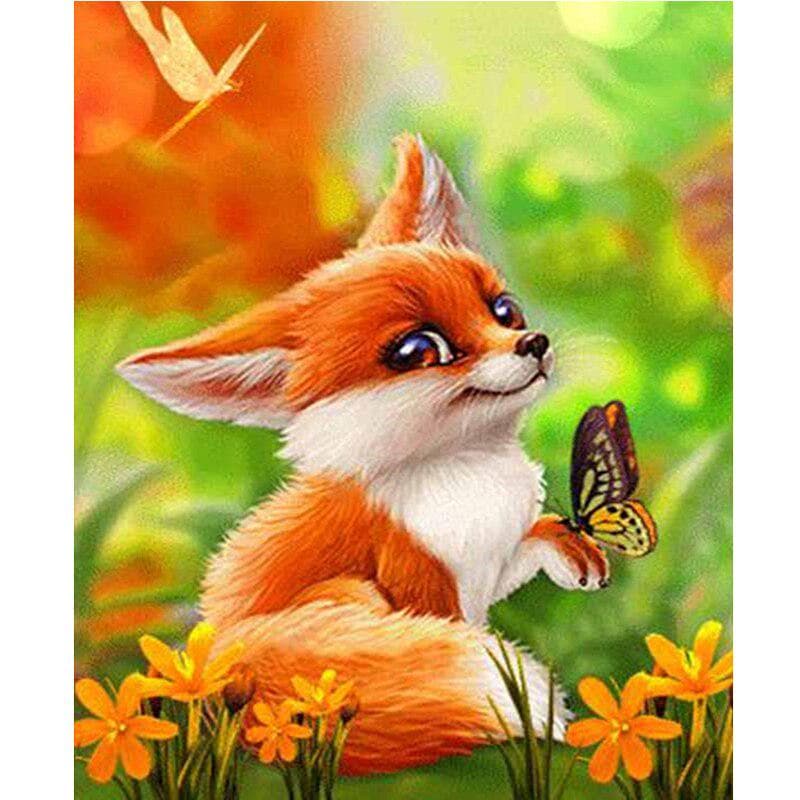 Rhinestones Embroidery 5D Diamond Painting Cute Fox Baby Gift Diamond Embroidery Diamond Wall Arts 20X30CM