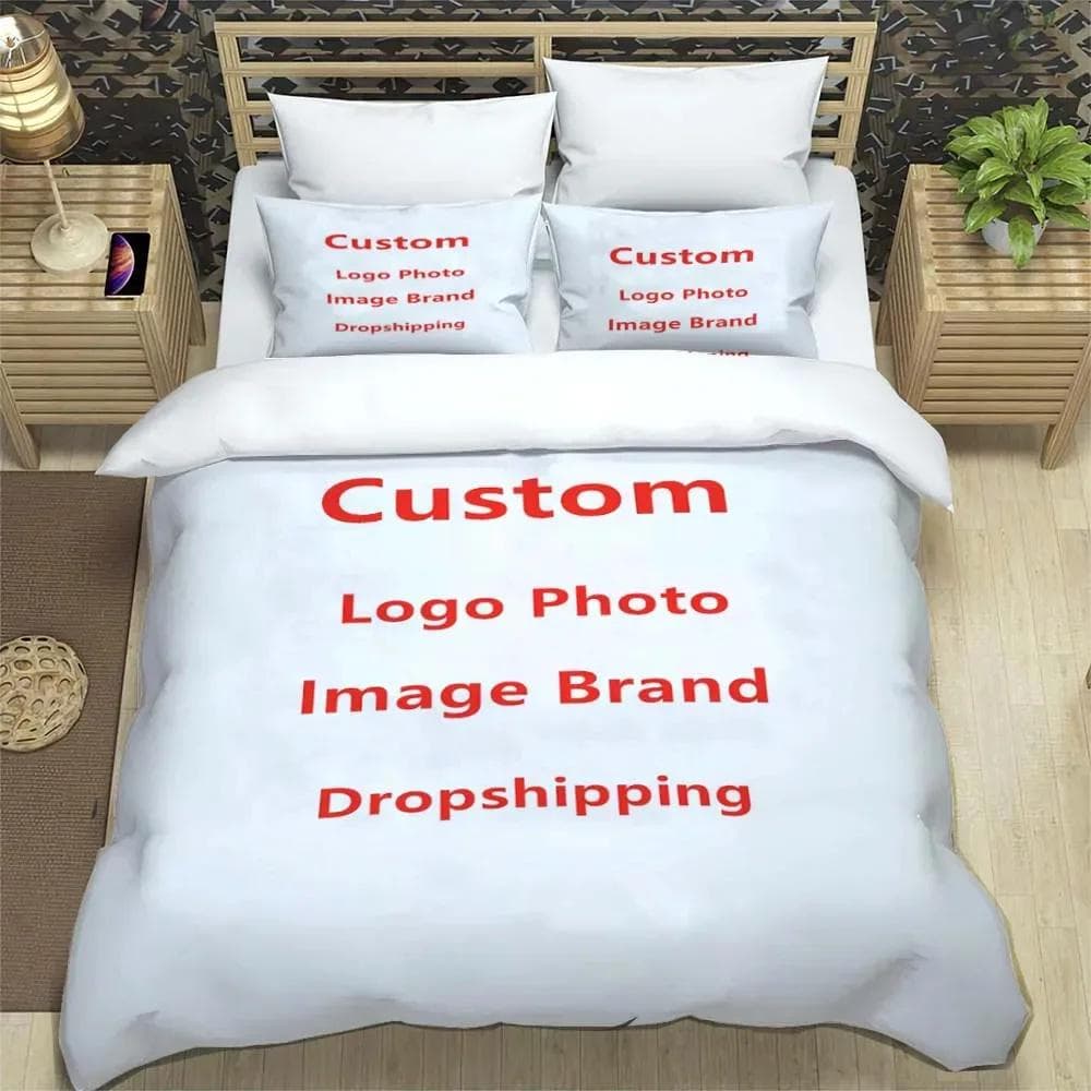 100% Pure Cotton Personalized Gift Bedding Set 3Pcs - Valentine/Wedding/Christmas Custom Print 150x200cm 3pcs