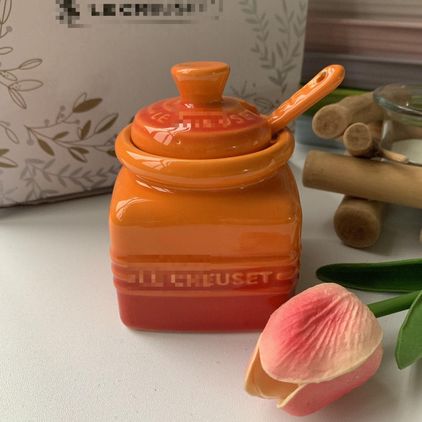 French Seasoning Salt Can Set Kitchen Ceramic Jars Gradual Change Color Household Seasoning Box Bottles with Spoon