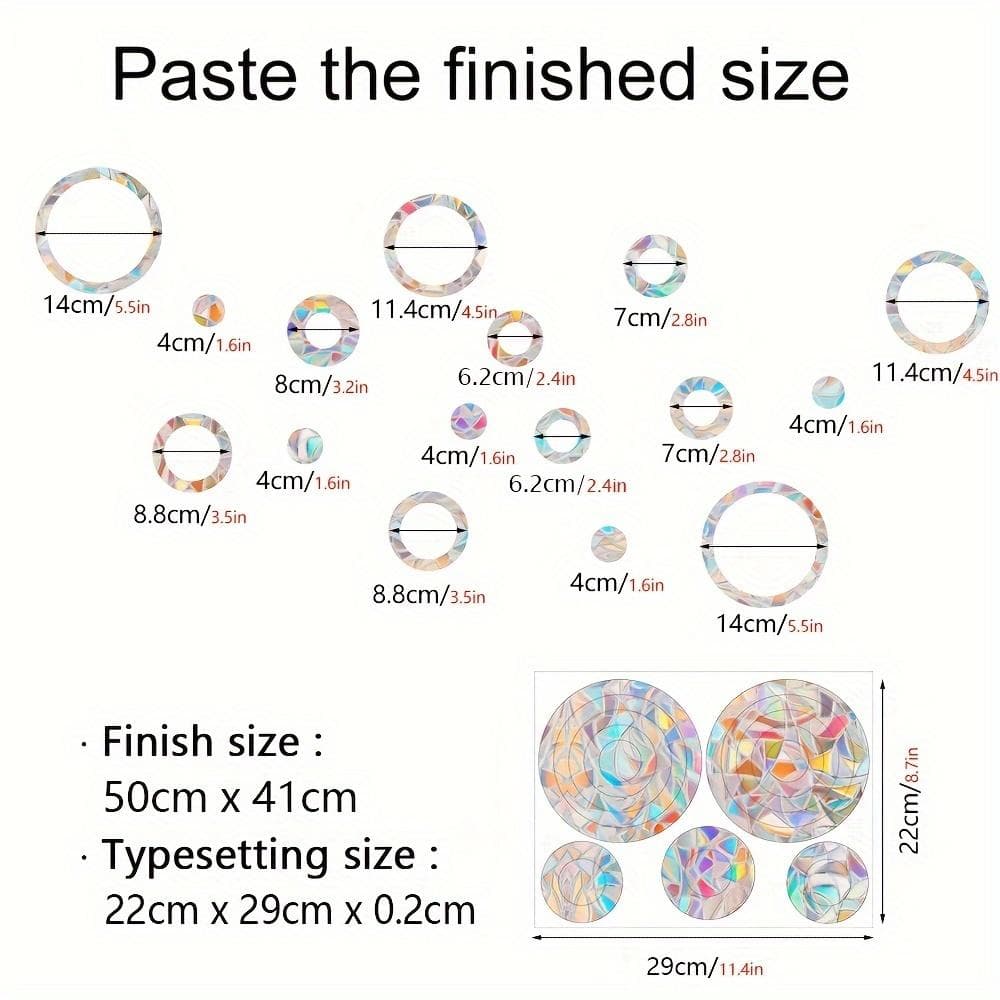 Colorful Sun Catcher Round Rainbow Static Glass Sticker for Windows to Prevent Bird Collisions