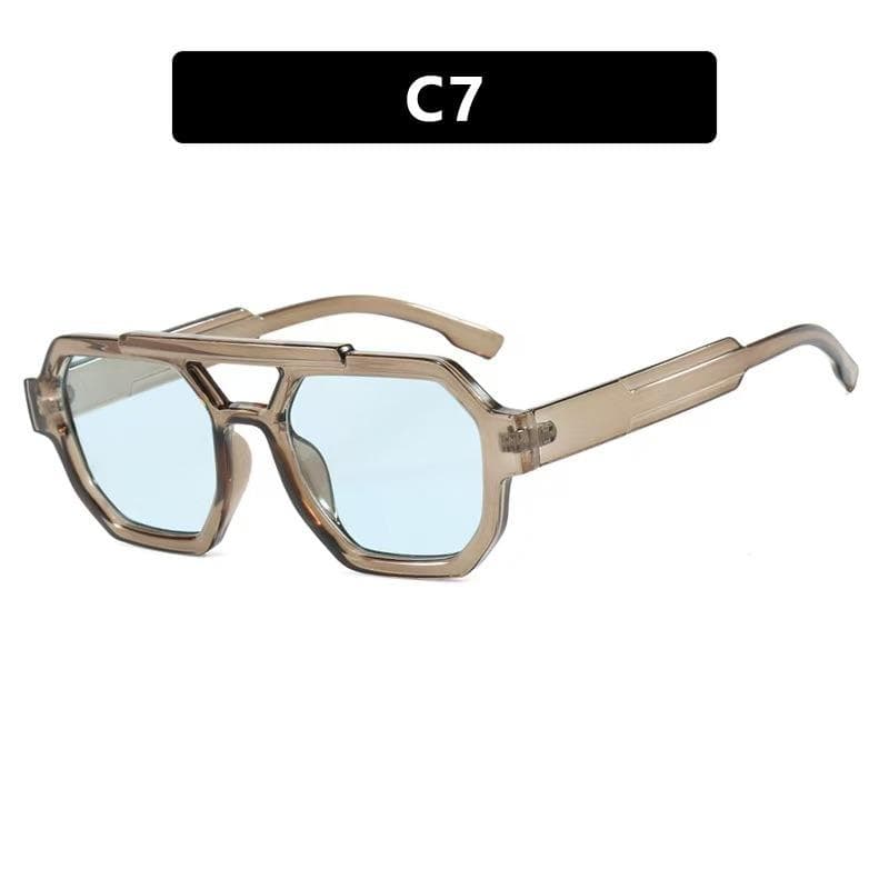 Vintage Double Bridges Polygon Square Sunglasses UV400 Luxury Designer Eyewear for Men Women Fashion Gafas De Sol 1PC