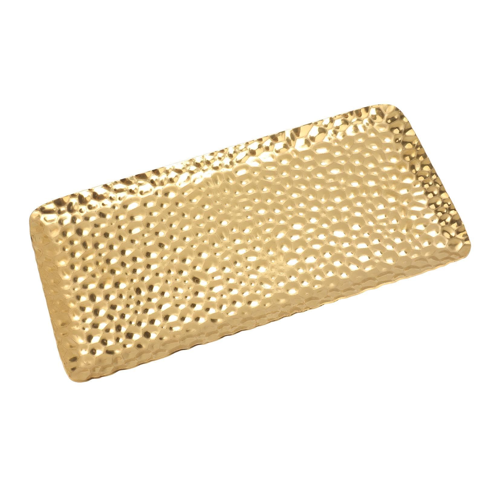 Hammered Tray Exquisite Odorless Stainless Steel Serving Tray for Living Room Bedroom Kitchen gold