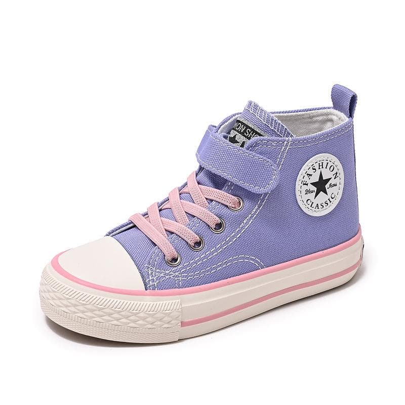 Children's High-Top Canvas Shoes Boy's Cloth Shoes Girls' Sneakers 29 pink/purple