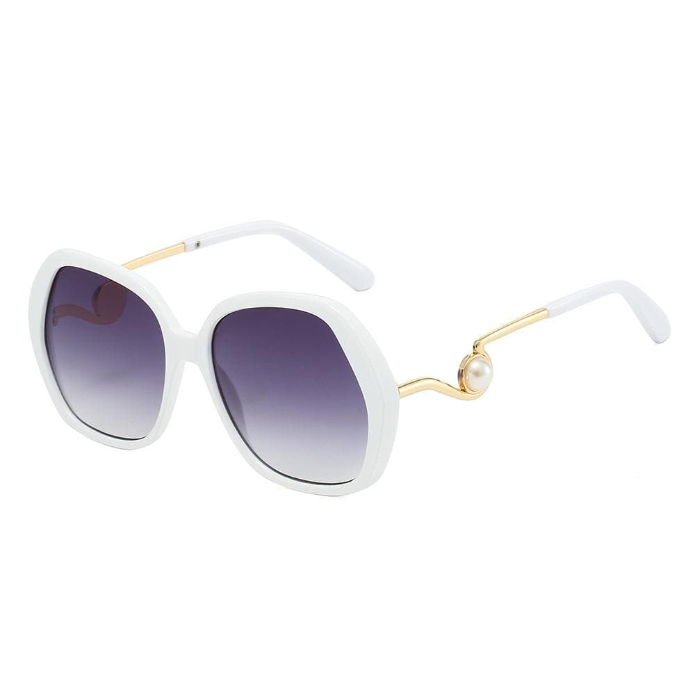 New Luxury Leopard Gradient Oval Women Sunglasses UV400 Pearl Decoration Geometric Pattern Temple Design as  picture