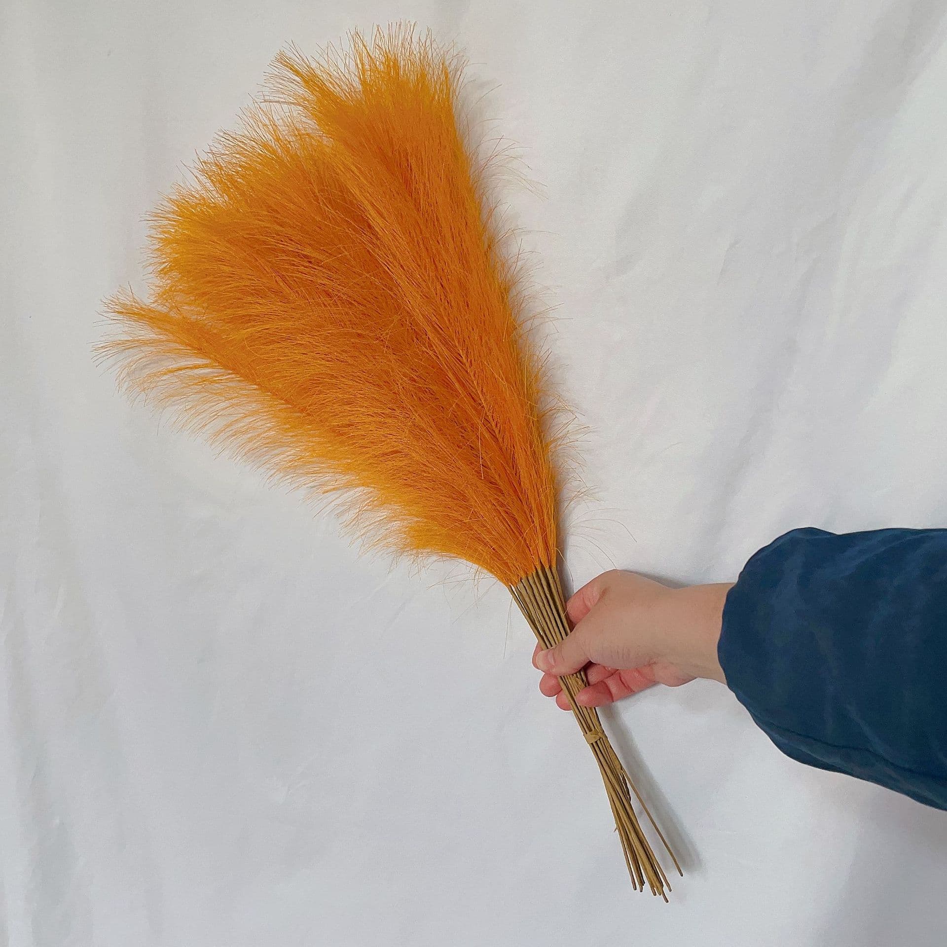 55CM 5/10/20PCS Fluffy Pampas Grass Boho Decor Flower Fake Plant Reed Simulated Wedding Party Home Decoration Artificial Flowers 10PCS orange