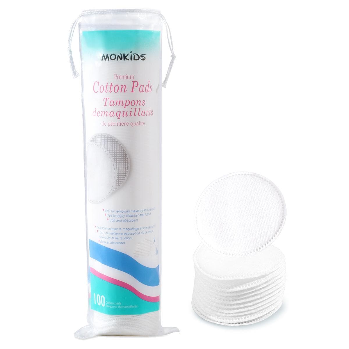 100Pcs Soft And Breathable Circular Makeup Remover Pads, Double-Sided Textured Cotton Pads, Used For Daily Facial Cleansing white