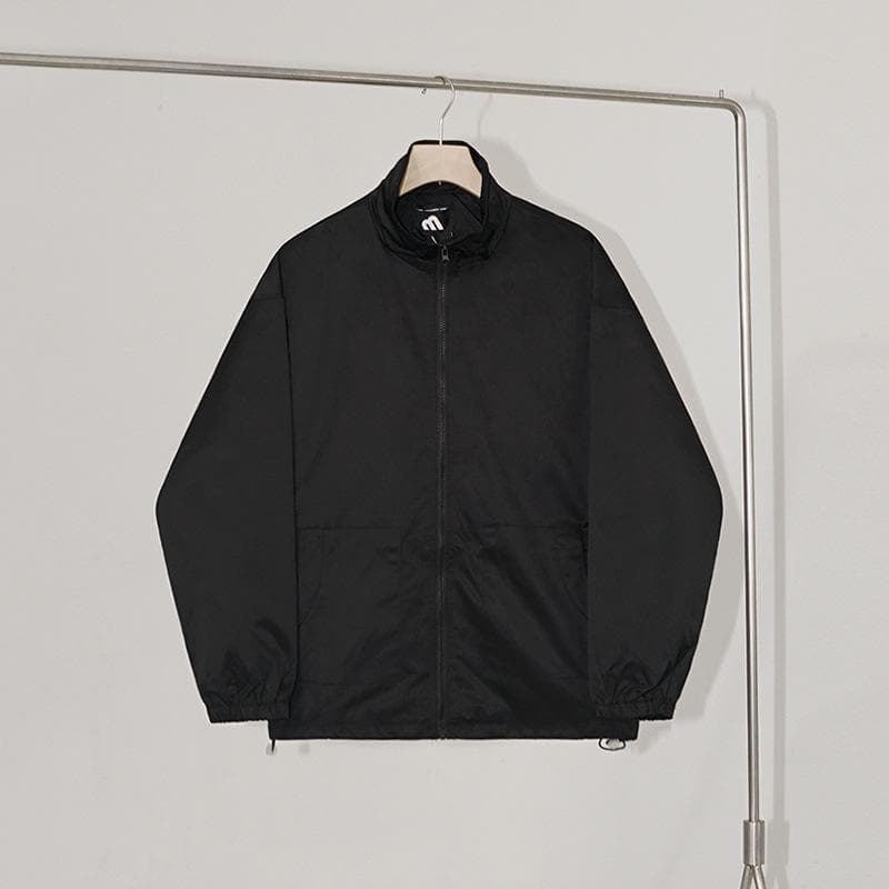 Jacket Men's Spring and Autumn Korean Style Loose Short Stand Collar Workwear Outer 2XL black