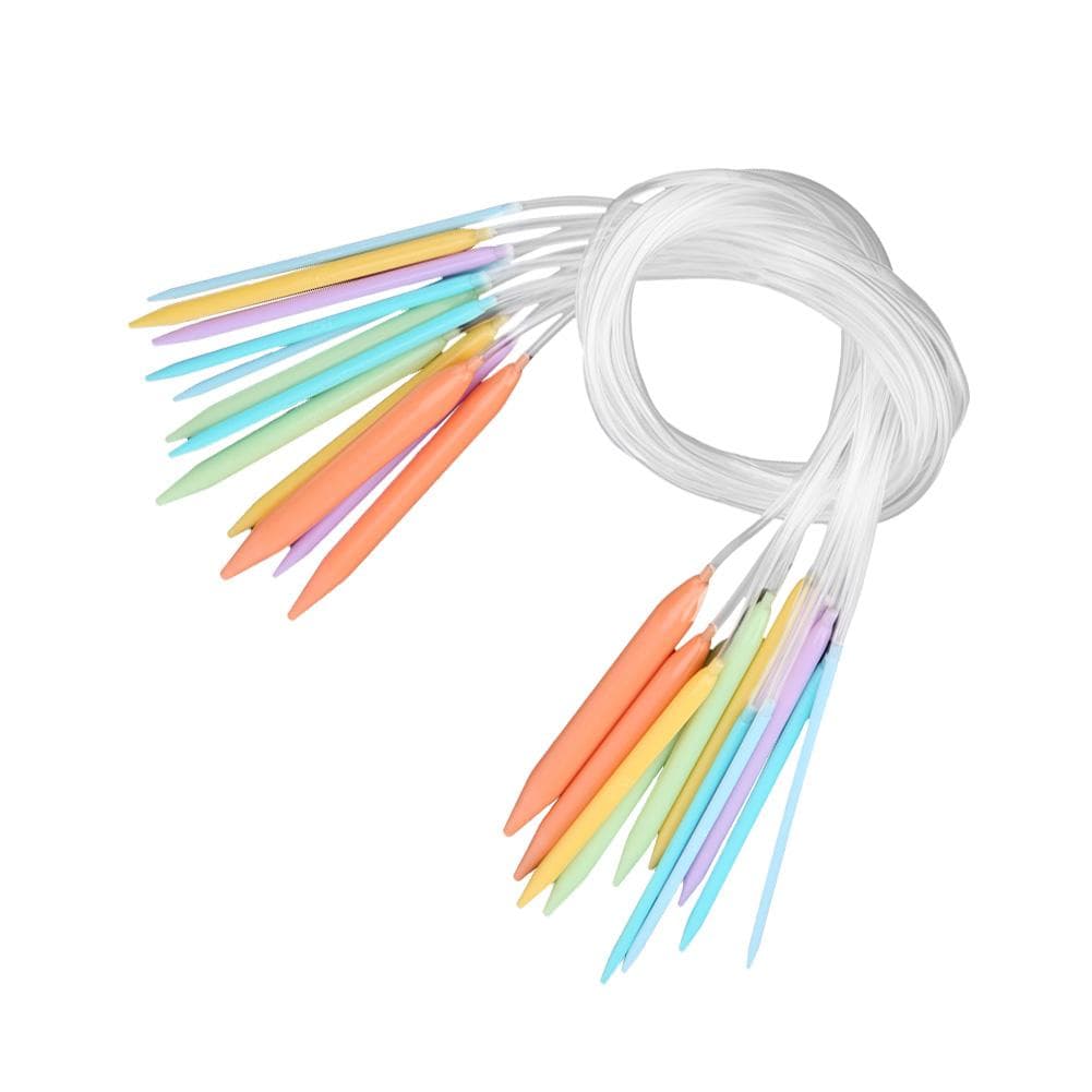 Multicolor Plastic Circular Tube Knitting Needles Kit Sweater Needle Set 12 PCS (80CM)
