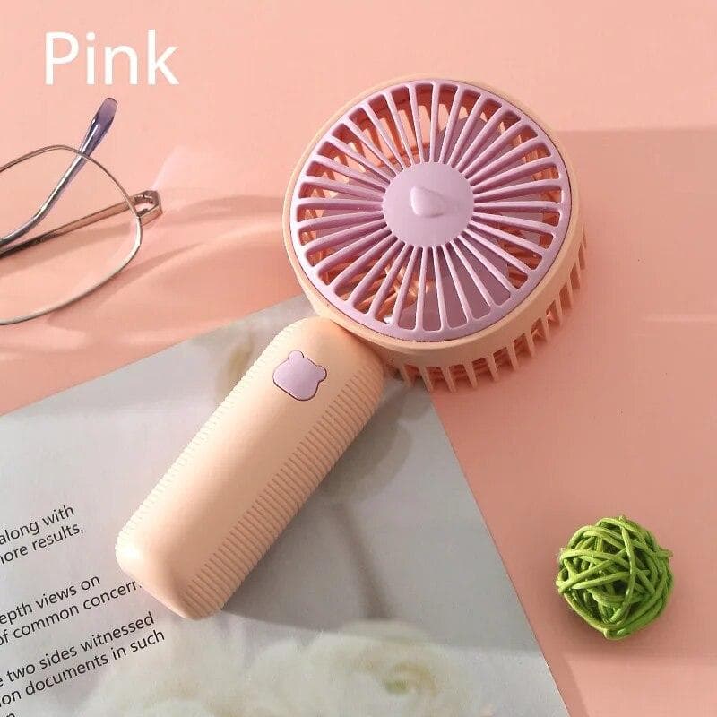 Mini Portable Fans Handheld USB Rechargeable Fan Air Cooler Outdoor Travel Hand Fans pink