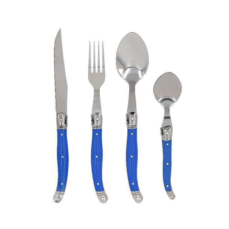 4-24pcs Laguiole Tableware set Rainbow Cutlery Black Plastic Handle Dinnerware Stainless Table Knife Dinner Fork Spoon Teaspoon
