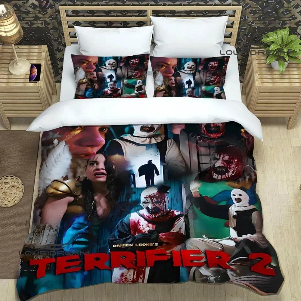 Terrifier horror printed Bedding Sets exquisite bed supplies set duvet cover bed comforter set bedding set luxury birthday gift AU Single 140x210cm