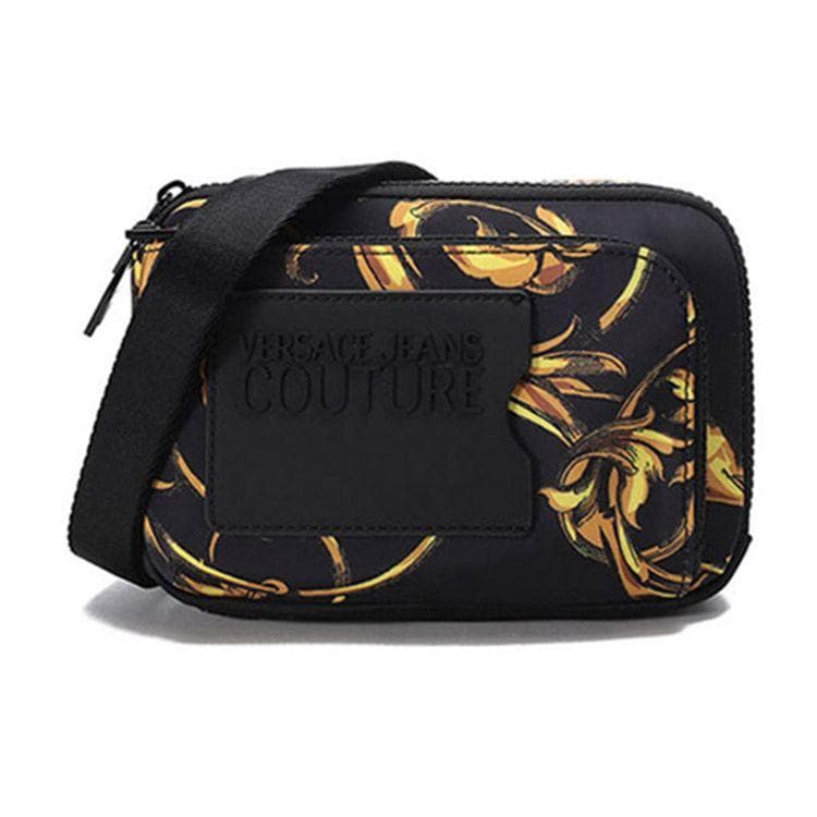 Versace Jeans Couture Garland Print Nylon Chest Bag Men Shoulder Bag Black 72YA4B9N-ZS281-G89 Basic Set (Bag+Dust Bag)