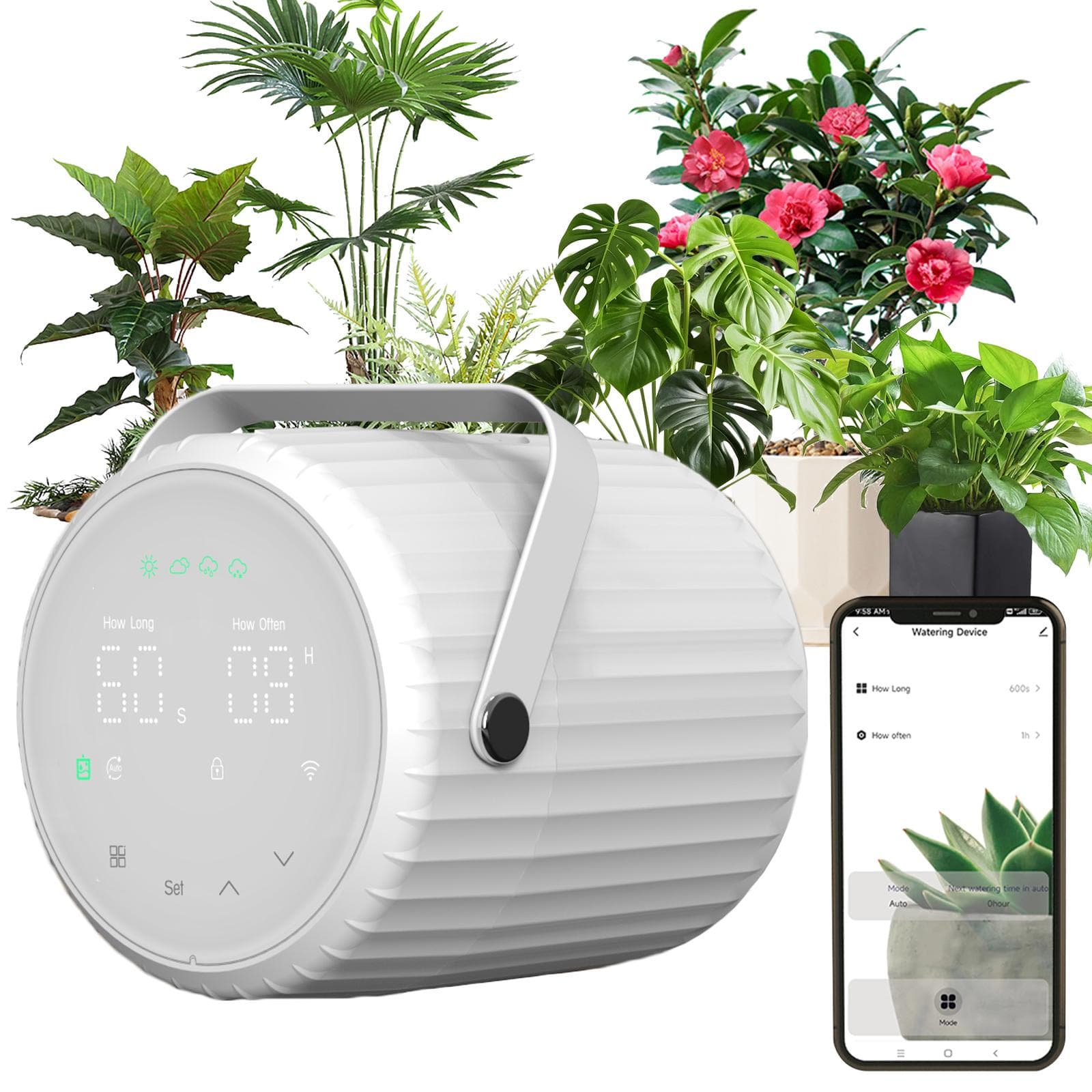 Smart Automatic Watering System Plant Waterer for 5+ Potted Plants APP Voice Assistant Control white