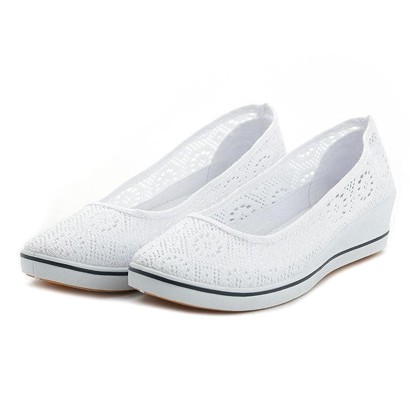 Shoes Women Summer Cloth Sandals Breathable Soft Bottom White Hollow Work Small White Shoes 41 white