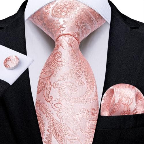 DiBanGu Mens Silk Necktie Set Striped Paisley Solid Tie Pocket Square Cufflinks N-7667