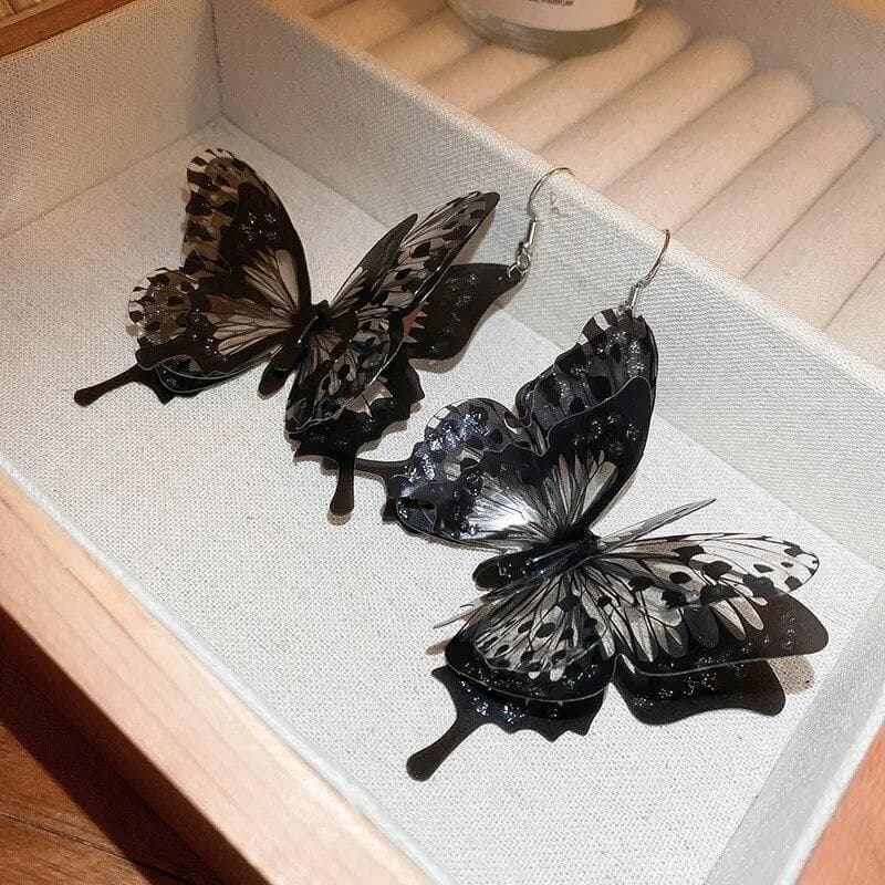 Fashion Retro Three-dimensional Butterfly Earrings for Women Artistic Ear Drop Earrings Fashion Creative Black Jewelry black