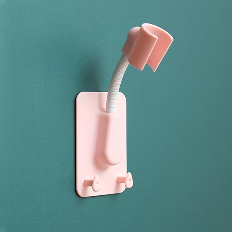 Self-Adhesive Showerhead Bracket Shower Head Holder Adjustable Wall Mount With 2 Hooks Stand SPA Bathroom Accessories pink