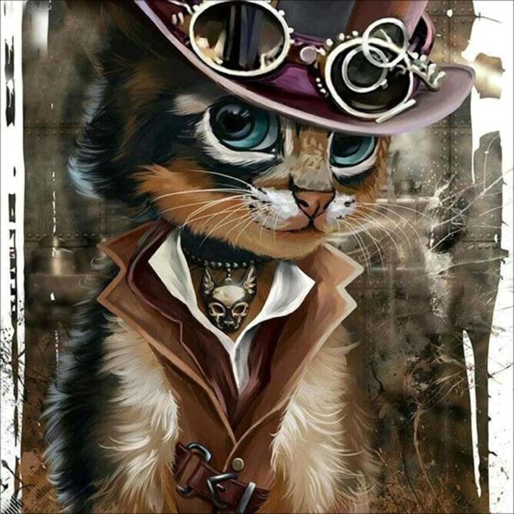 DIY Diamond Embroidery Animal Hat and Cat Diamond Painting Cross Stitch 30x30CM