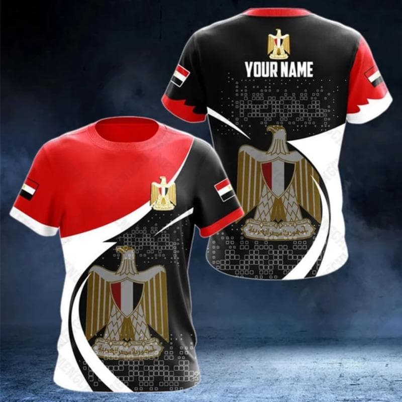Egypt Flag & Coat of Arms Graphic Tee Summer Casual Pullover Men's Fashion O-neck T-shirts Boys Oversized Short Sleeve Tops M