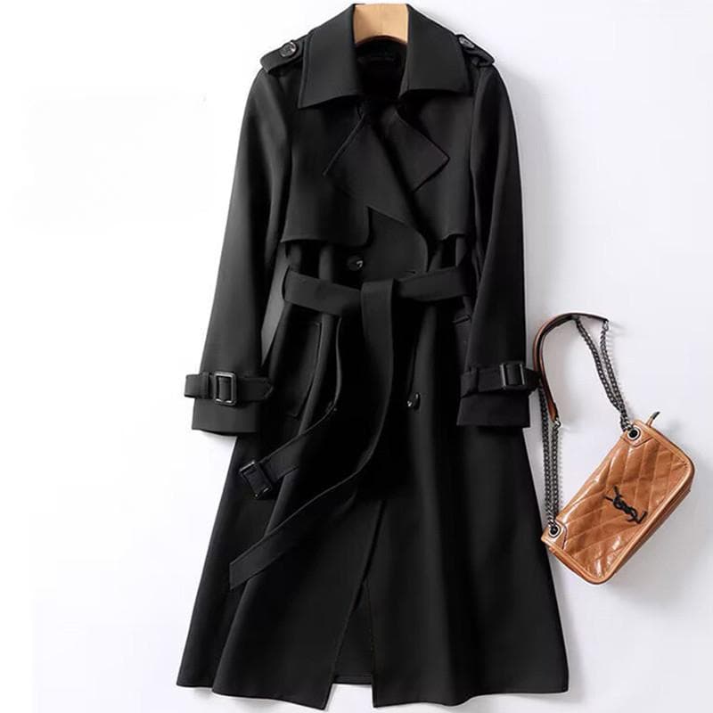 Trench Coat Women's Medium and Long New Korean Version Large Size Small Coat Knee Coat S