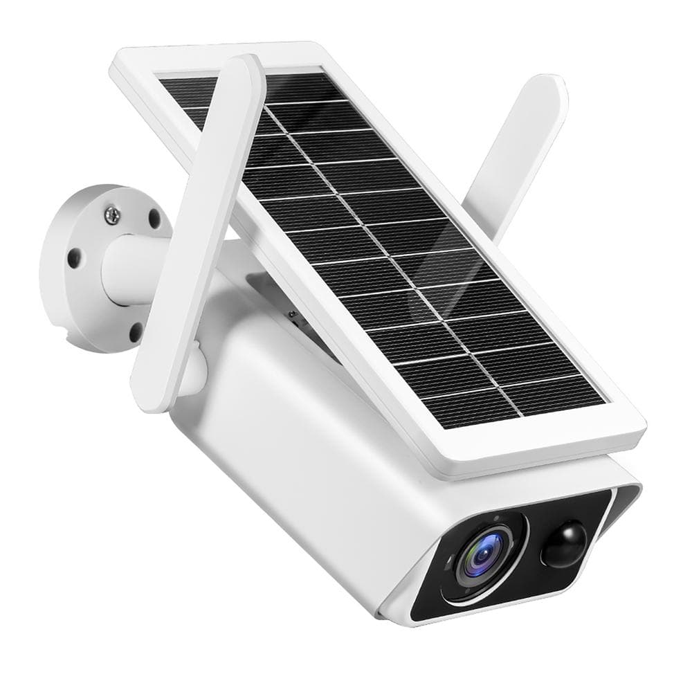 Outdoor Solar Security Camera 4MP Chargeable Battery Wireless WiFi Home Surveillance Camera with white