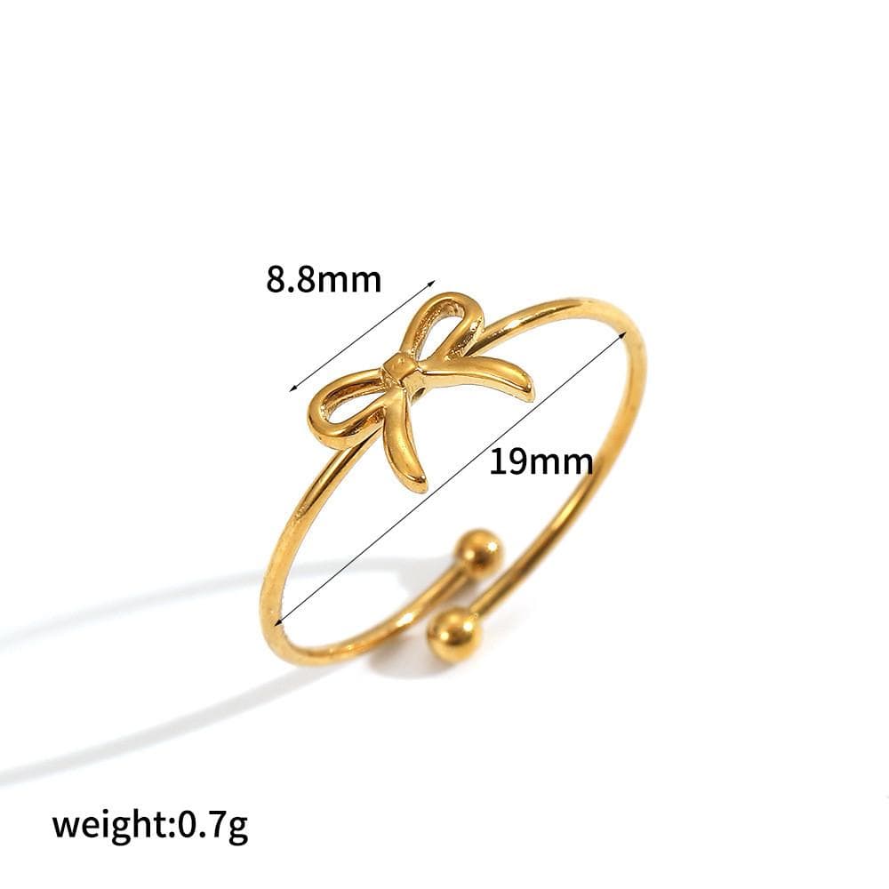 Style Minimalist Adjustable Stainless Steel Ring With Embedded Zircon For Women Gold B