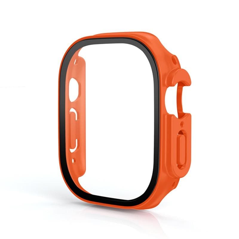 Glass+case For Apple Watch Ultra 49mm strap smartwatch PC Bumper+Screen Protector Tempered Cover iwatch series band Accessories 49mm orange