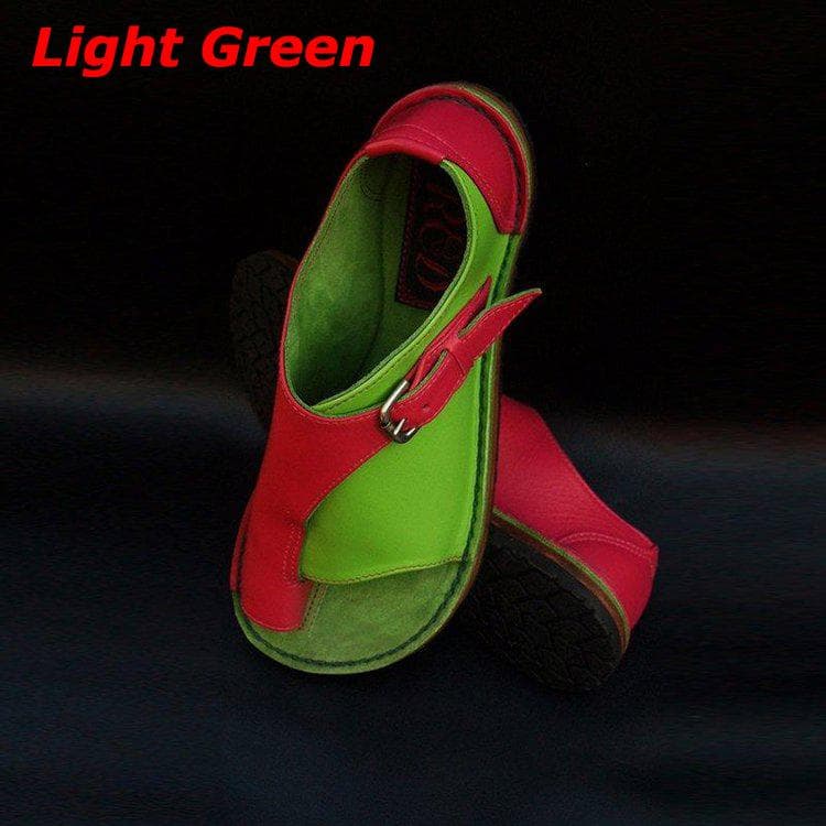 2022 Summer New Women's Color Matching Sandals Flat Buckle Sandals 39 light green