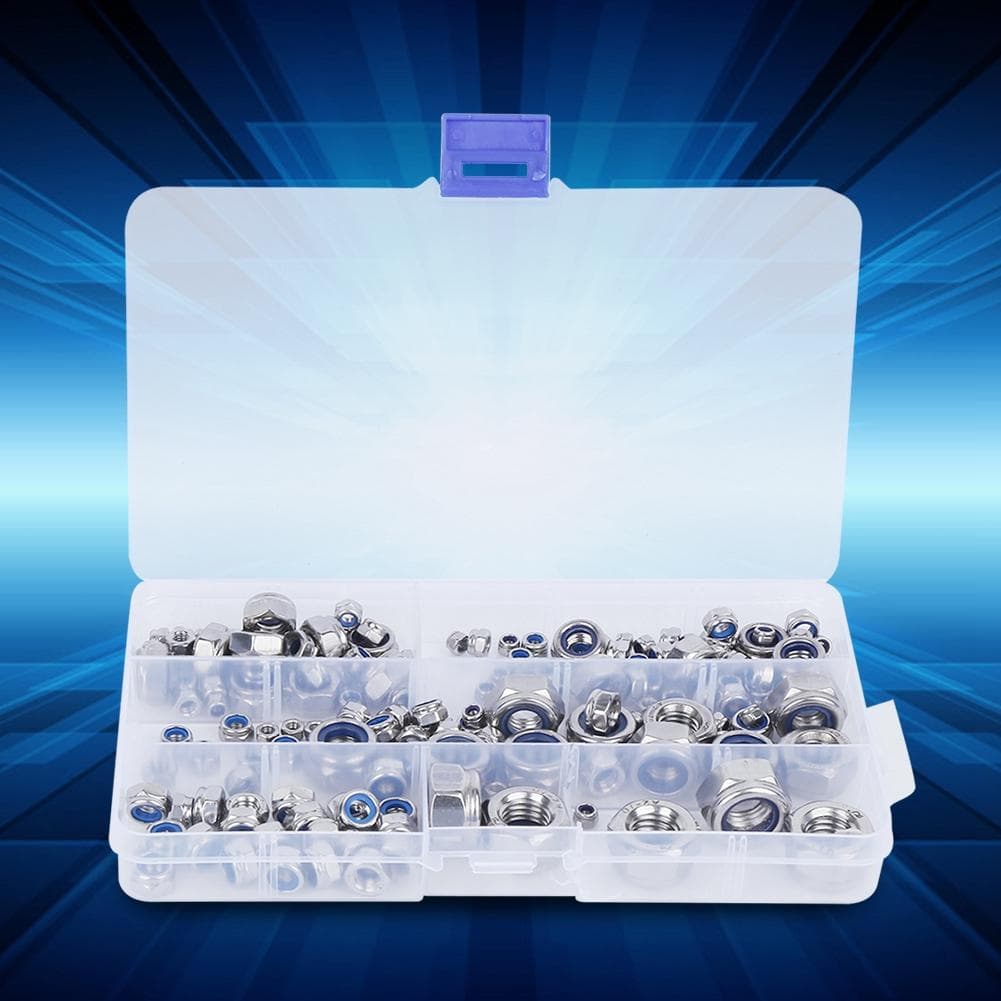 165Pcs Stainless Steel Screw Lock Nuts Assortment Kit Fasteners Hardware Accessories