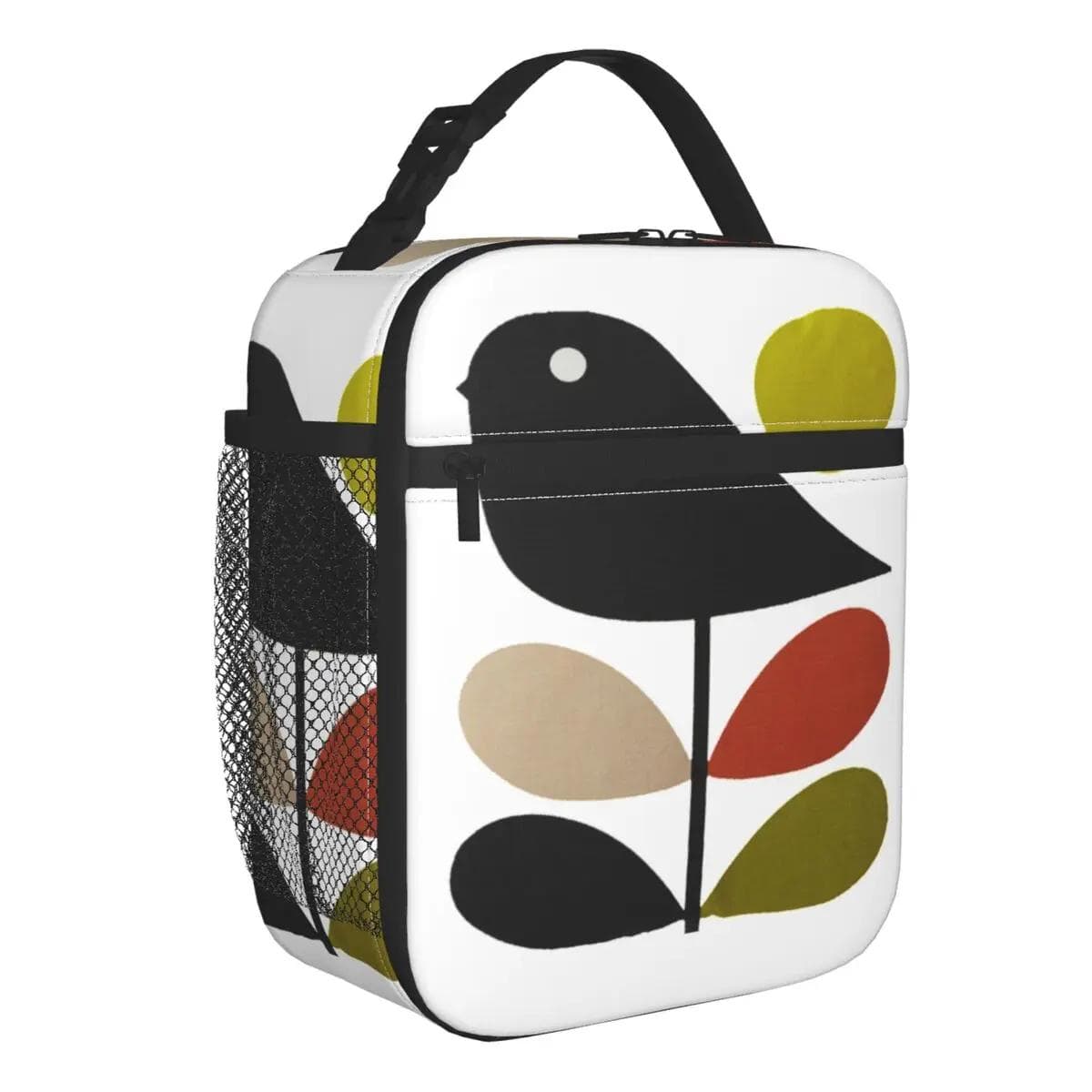 Orla Kiely Stem And Bird Insulated Lunch Bags Camping Travel Scandinavian Style Portable Cooler Thermal Bento Box Women Children 26x21x11CM beige