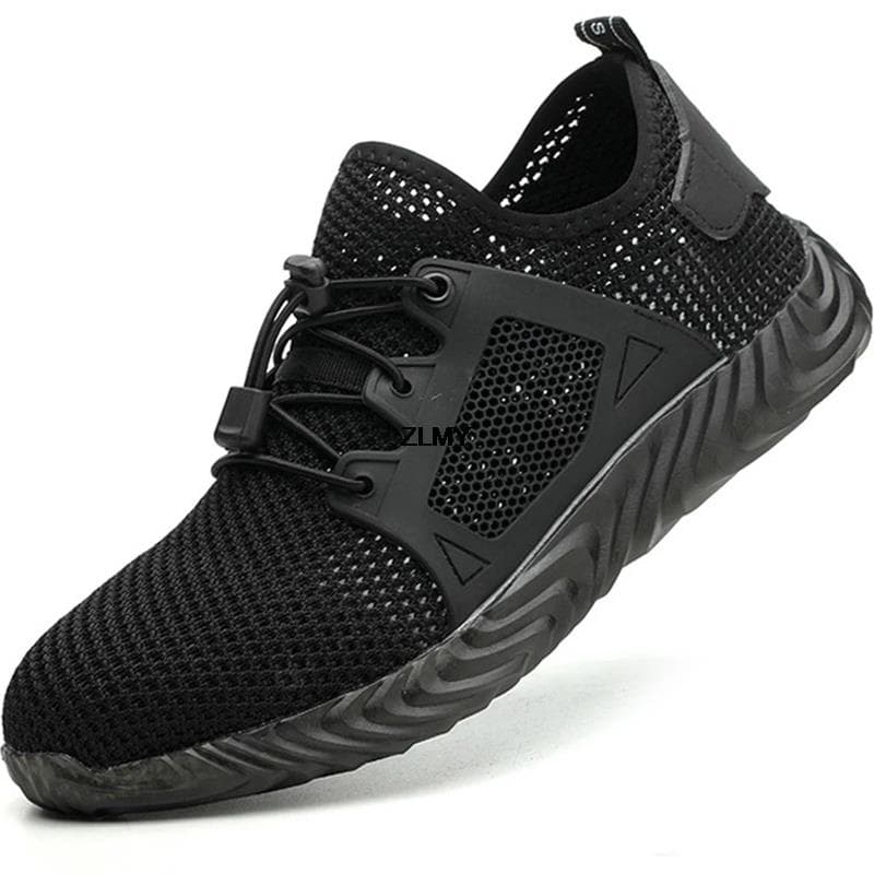 Mesh Safety Shoes Men Summer Steel Toe Work Shoes Puncture Proof Anti-smash Work Safety Boots Man Breathable Security Boots Male 40 black
