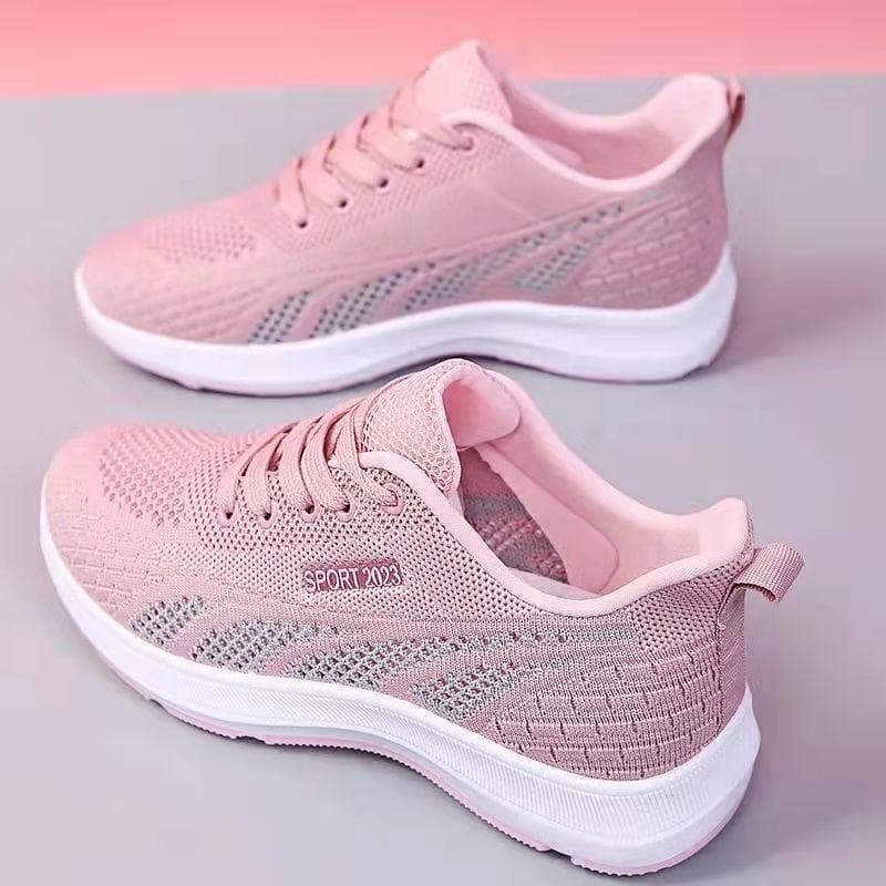 Running Shoes Ladies Breathable Sneakers Summer Light Mesh Air Cushion Women's Sports Shoes Outdoor Lace Up Training Shoes 35 pink