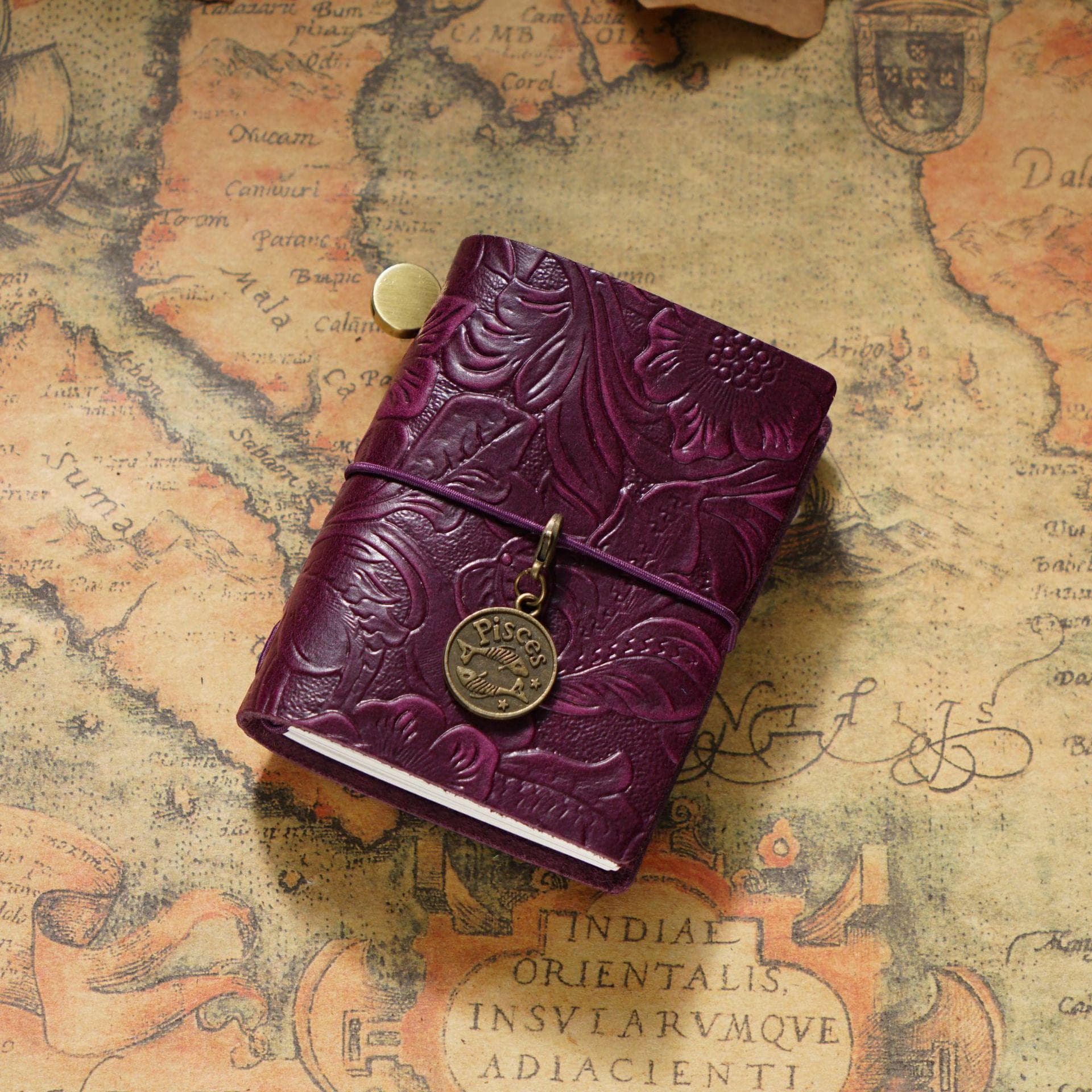 Mini Traveler's Loose-Leaf Cowhide Pocket Diary