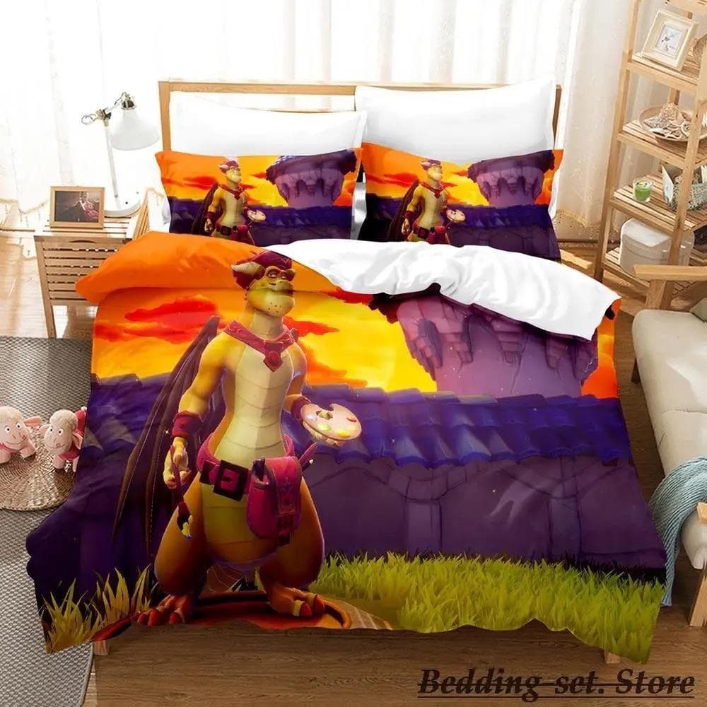 Spyro reignited trilogy Bedding Set Single Twin Full Queen King Size Bed Set Adult Kid Bedroom Duvetcover Sets Anime Gme AU King 245x210cm