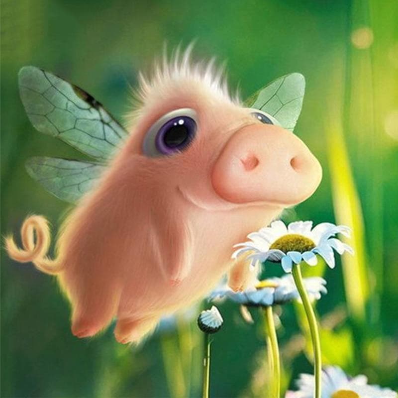 Full Diamond Mosaic Pig Diamond Painting Cartoon 5d Diamond Embroidery Display Picture 50X70CM