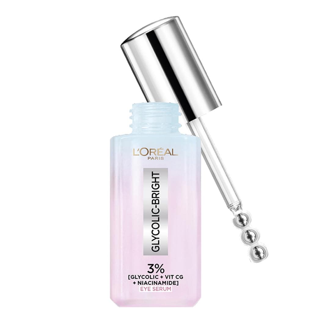 L’Oréal Paris Glycolic Bright Dark Circle Eye Serum with 3% [GLYCOLIC + VIT CG + NIACINAMIDE], 20ml