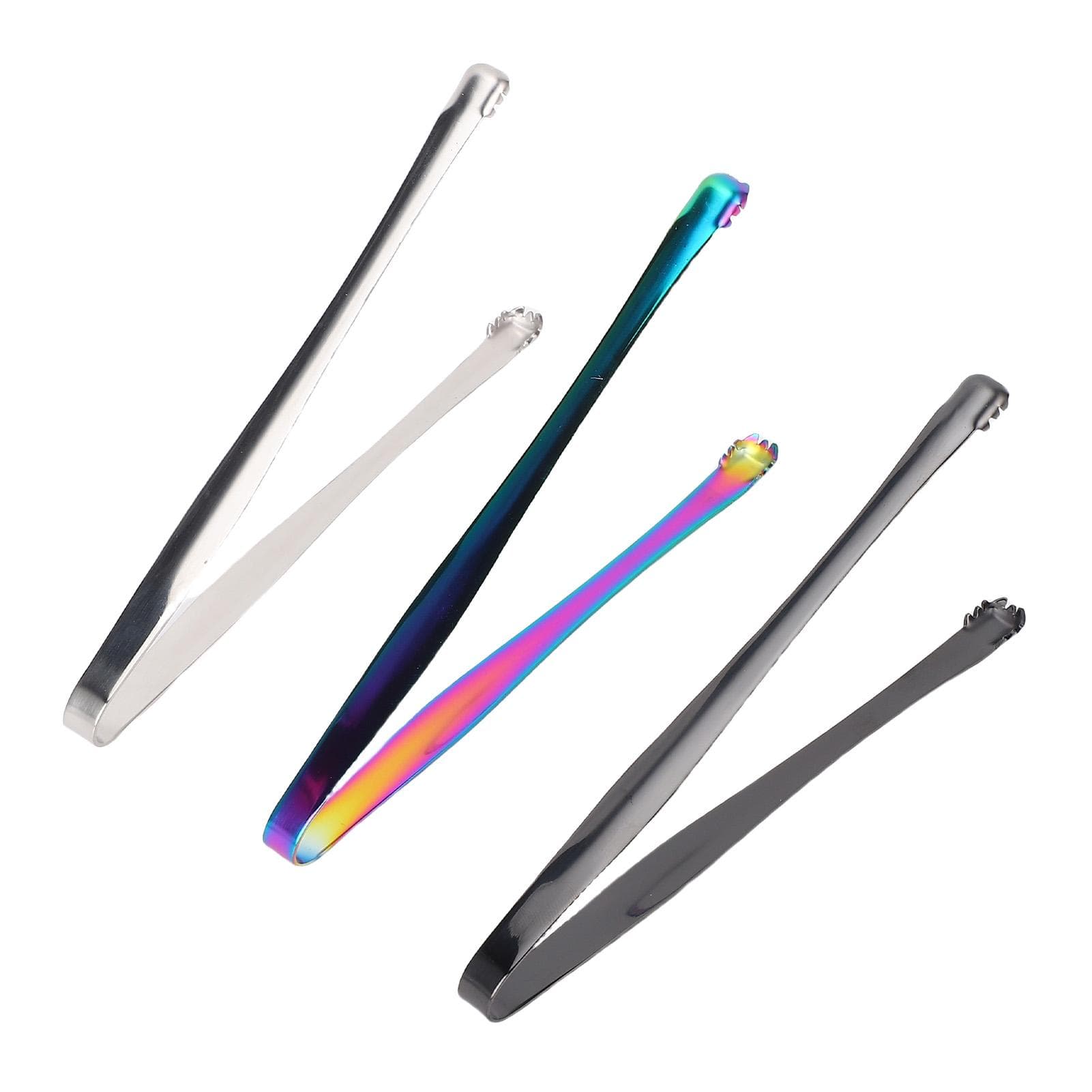 3 Color Set Ice Tongs Stainless Steel Long Handle Dishwasher Safe Ice Cube Tongs for Kitchen Eggs