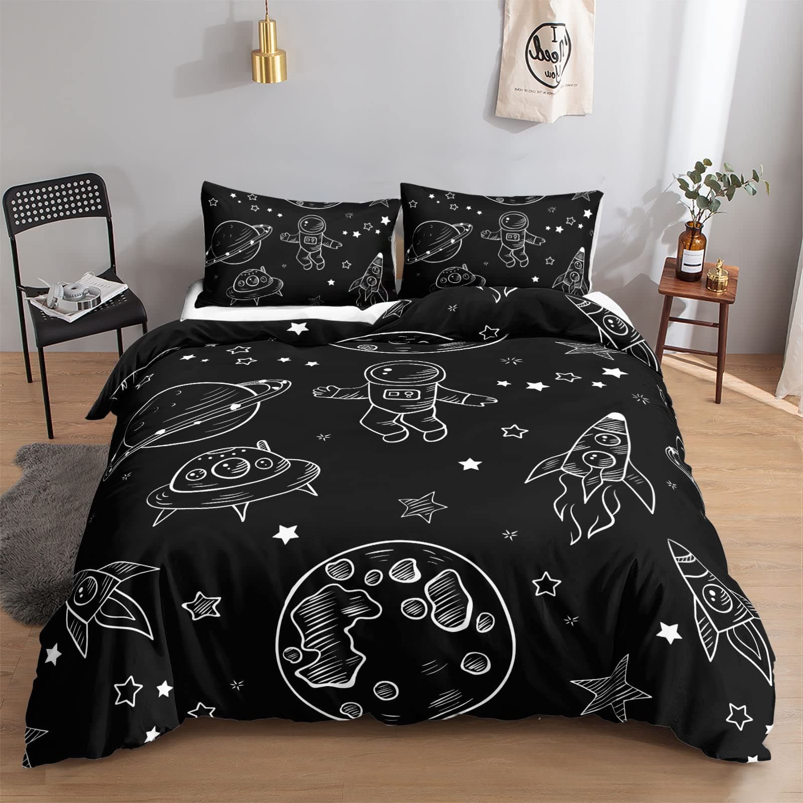 Galaxy Comforter Sets, 3D Outer Space Themed Bedding, All-Season Quilted Duvet, for Children Boy Girl Teen Kids with Pillow Sham AU King(245x210cm)