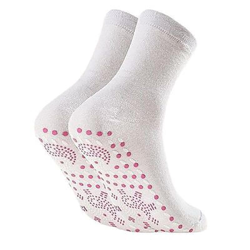 1/3/5pairs Tourmaline Self-Heating Socks Winter Warm Thermal Health Care Socks Slimming Health Short Sock Magnetic Therapy Sock 1 pair white