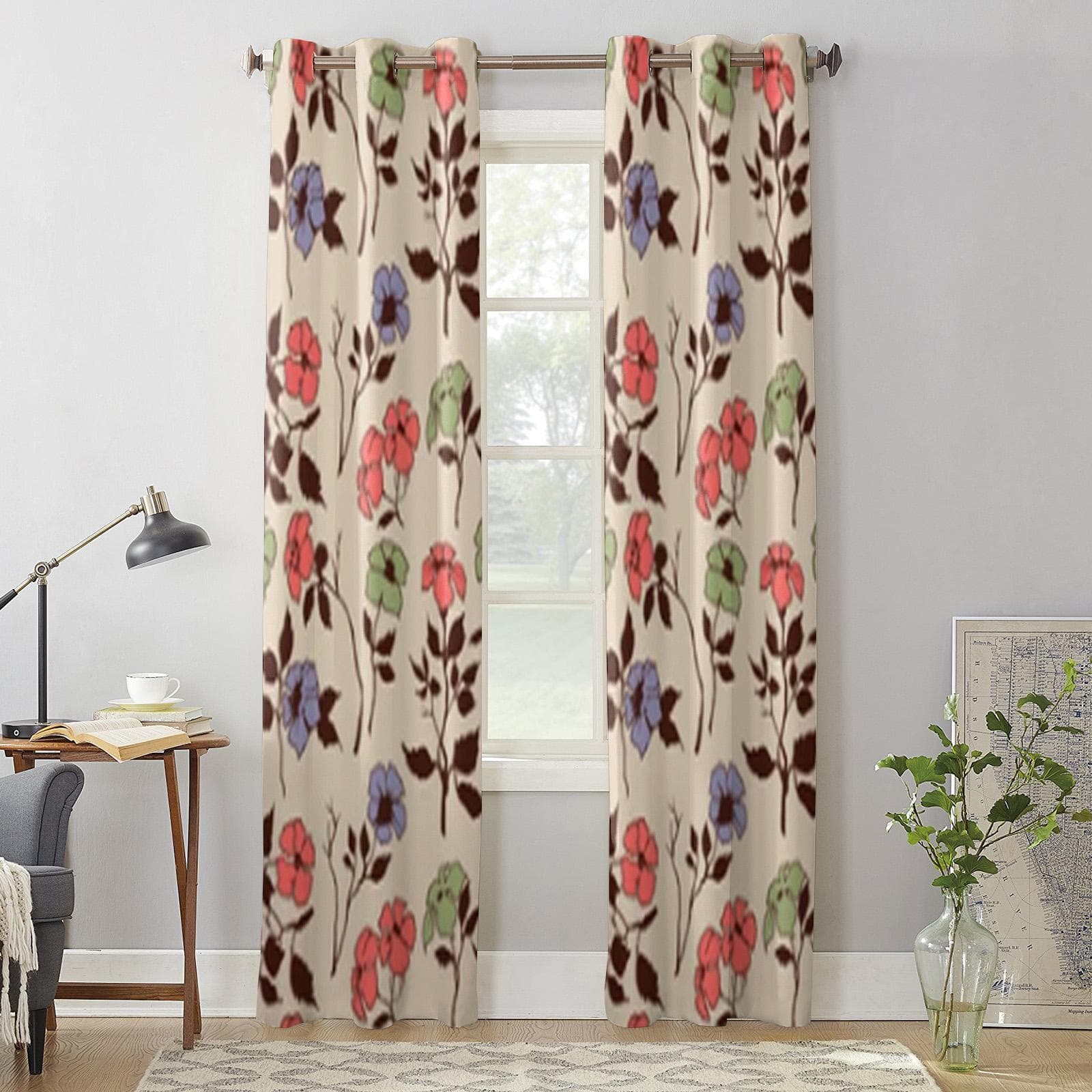Floral Pattern Ethnic Style Window Curtain For Living Room Bedroom Decoration Curtains Luxury Kitchen Valance Curtains 135W x 60H(cm) x1