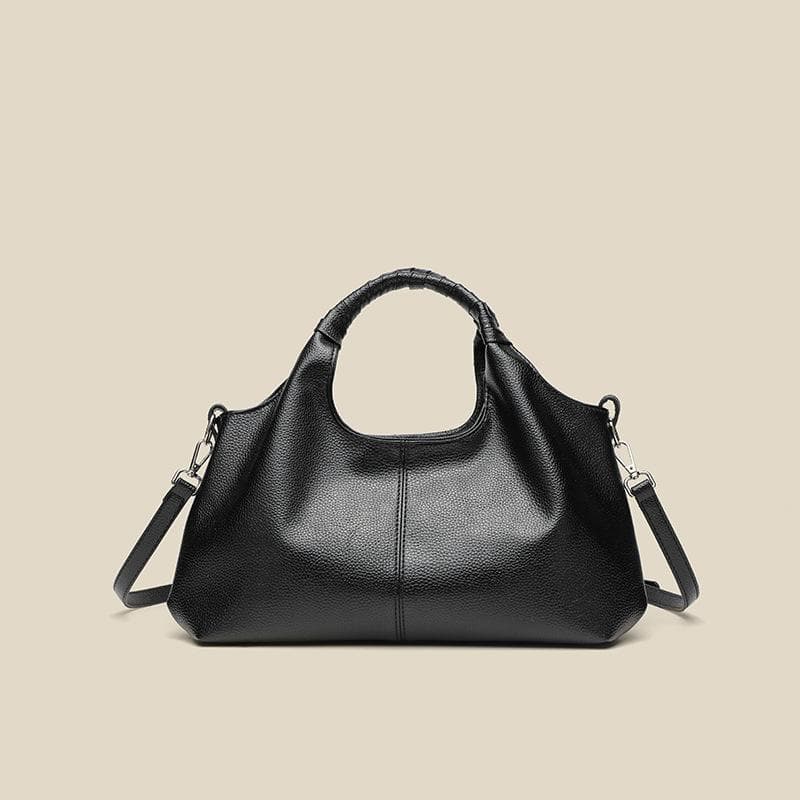 Casual Large Capacity Women's Bag Simple Soft Leather Crossbody Shoulder Handbag black